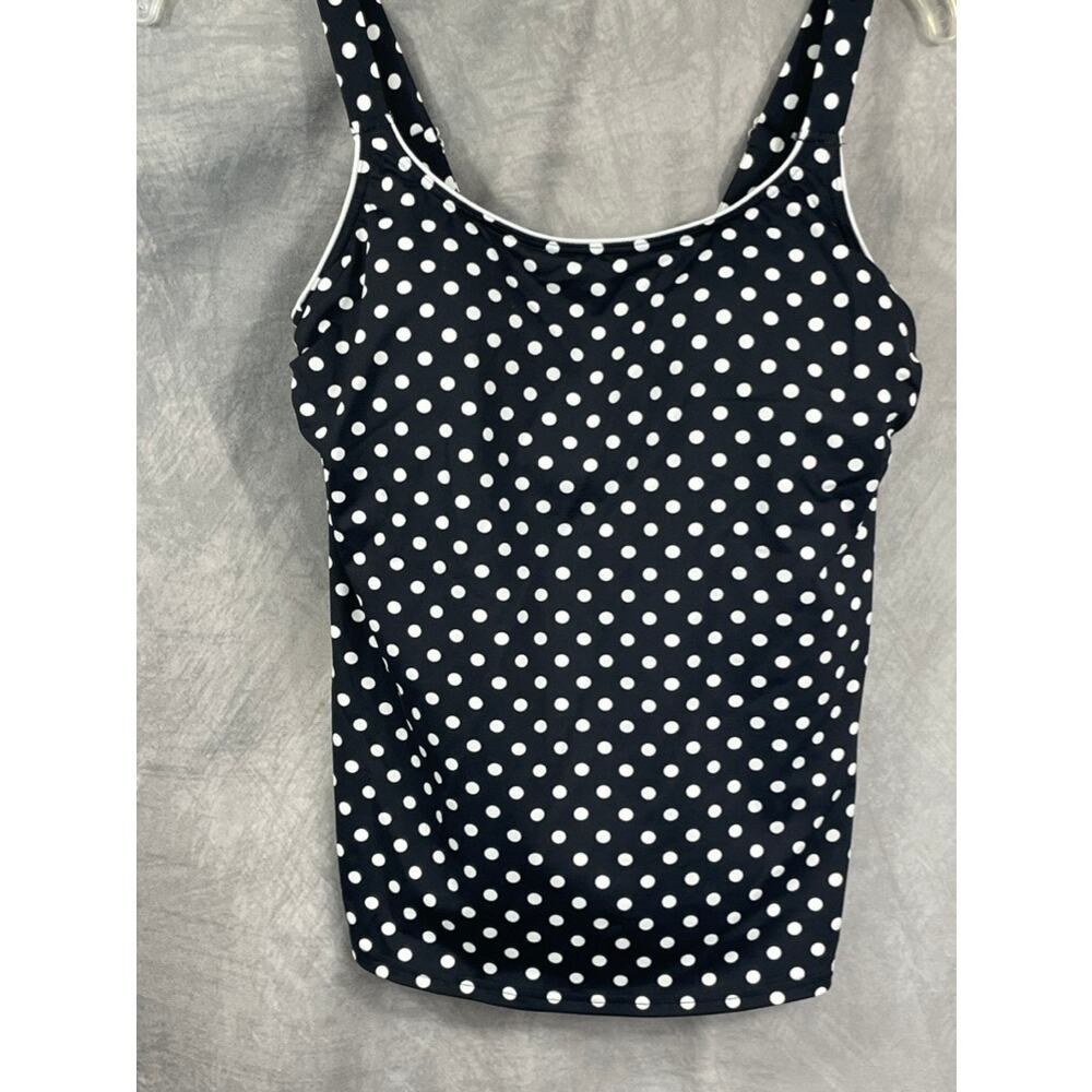 Lands' end women's polka dot tankini size 2 top navy white swimwear scoop neck